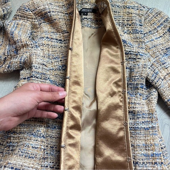 Karen Kane Petite Tweed Blazer in Tan and Blue with Notched Lapels Small EUC - Picture 4 of 7